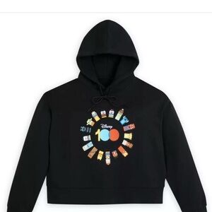 Disney -  Women's Pullover Cropped Hooded Fleece Hood Black